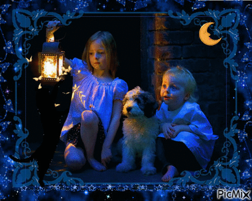 Children at night - Безплатен анимиран GIF