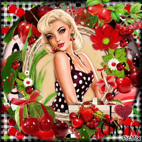 Cherry Pin Up! - Animovaný GIF zadarmo