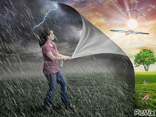 la fille et la pluie - Ingyenes animált GIF