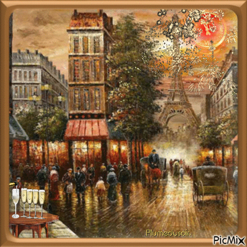 Le Nouvel-An arrive à Paris. - Free animated GIF