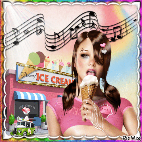 Spring is fun and the ice cream tastes good - Animovaný GIF zadarmo