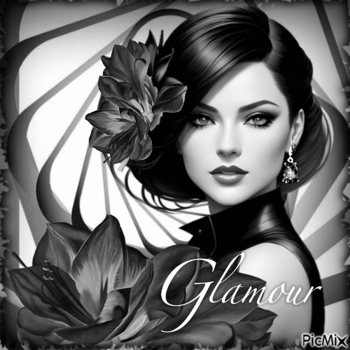 Portrait de femme glamour en noir et blanc - Ingyenes animált GIF