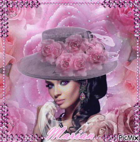 Woman in pink hat - GIF animé gratuit