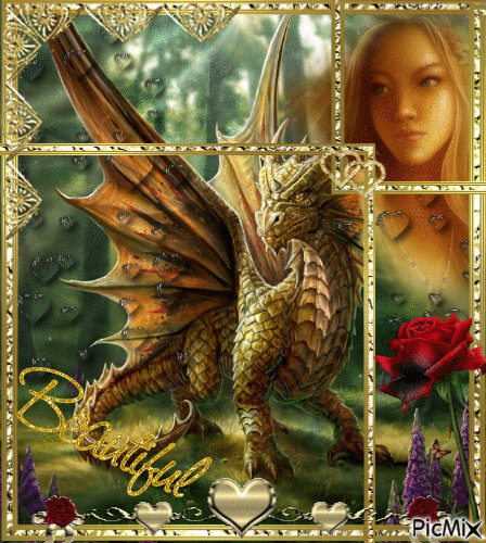 ♥ Dragon doré ♥ - GIF animado gratis