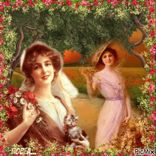 Deux jolies femmes vintage - Безплатен анимиран GIF