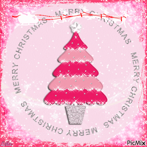 Merry Christmas. Pink. Santa. Christmas tree - Gratis geanimeerde GIF