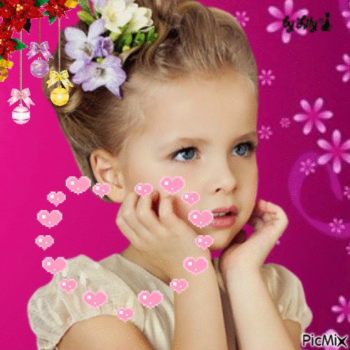 Enfant dans un fond rose - Free animated GIF