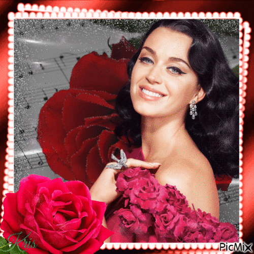 Katy Perry et fleurs - Gratis geanimeerde GIF