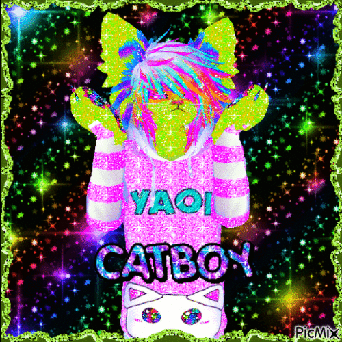 Catboy art with glitter - Free animated GIF