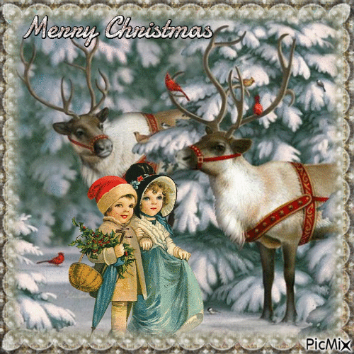 Carte postale de Noël - Vintage. - GIF animate gratis