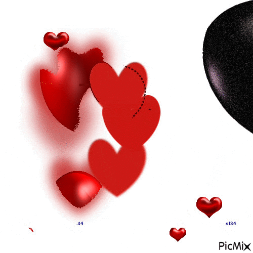 Medio corazón negro - GIF animado gratis