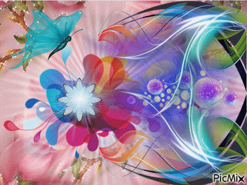 Papillon bleu - GIF animado gratis