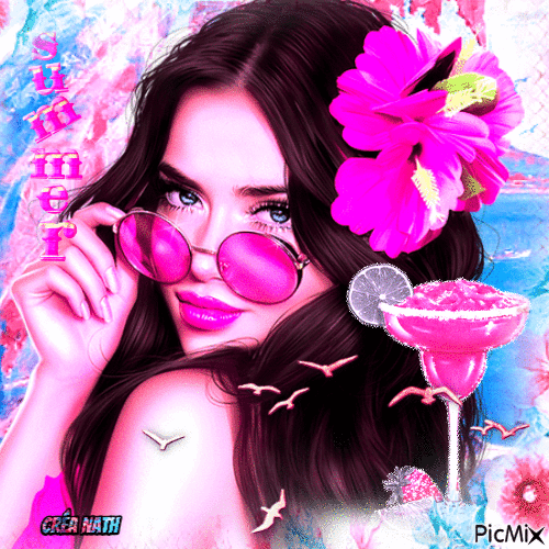 Summer woman pink - Bezmaksas animēts GIF
