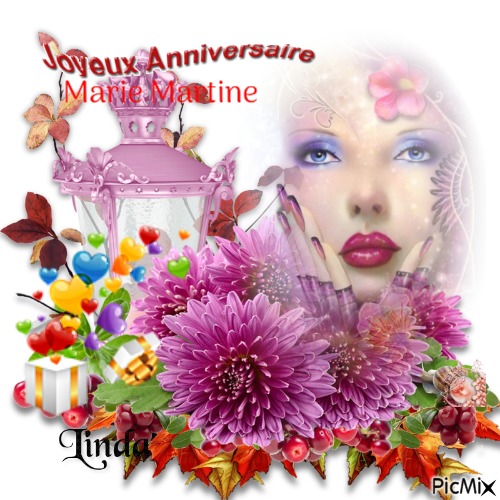Bonne anniversaire a mon amie Marie Martine - ücretsiz png
