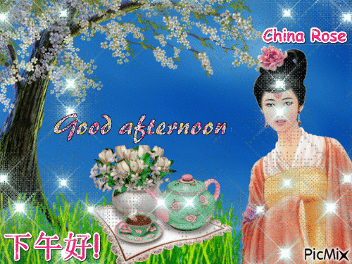 下午好! Good Afrernoon! Buon pomeriggio! #ChinaRose - Gratis animerad GIF