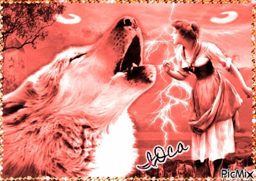 La paysanne et le loup - Darmowy animowany GIF