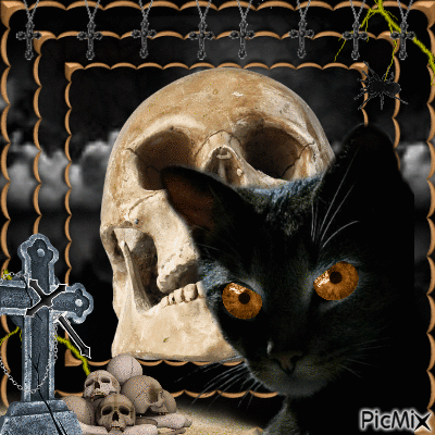 gothic black cat - Animovaný GIF zadarmo