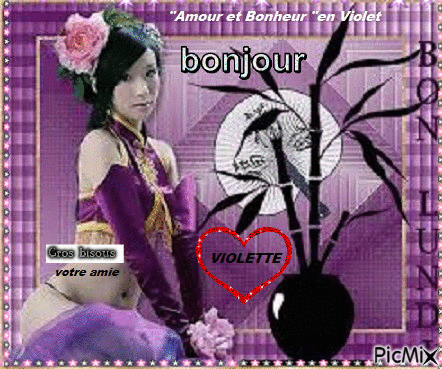 Amour et bonheur en violet - GIF เคลื่อนไหวฟรี