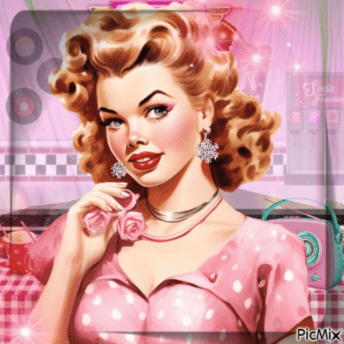 Pin-Up in Rosa - Kostenlose animierte GIFs