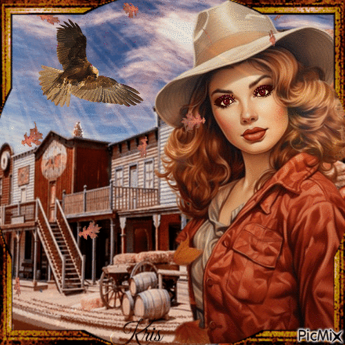 Cowgirl avec une touche d'automne - Free animated GIF