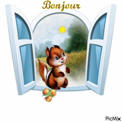 ébauche bonjour écureuil - GIF animé gratuit