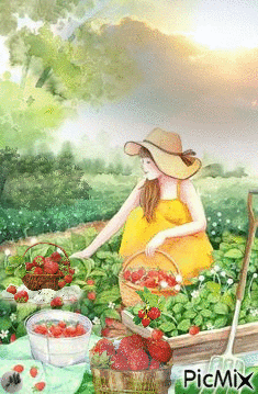 Recogiendo fresas - Ingyenes animált GIF
