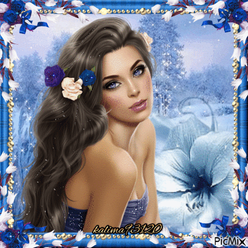 CONCOURS portrait femme bleu - Ingyenes animált GIF