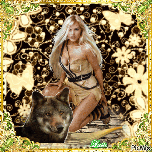 La femme guérriere et son loup ♥♥♥ - GIF animado gratis