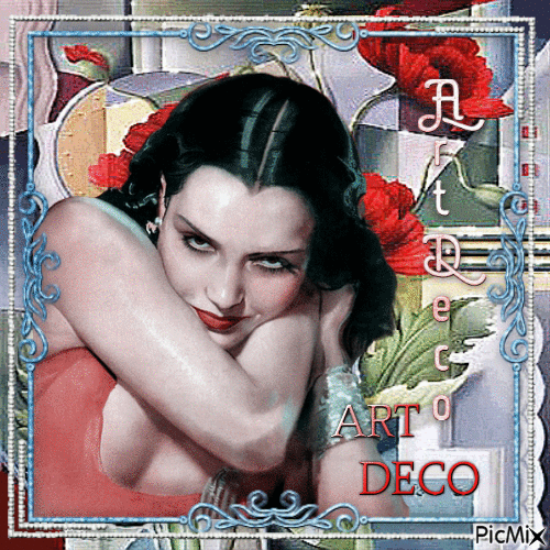 Red and blue Art Deco - Free animated GIF