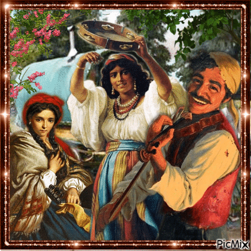 Der Zigeuner, der Geige spielt... mit Begleitung - Darmowy animowany GIF