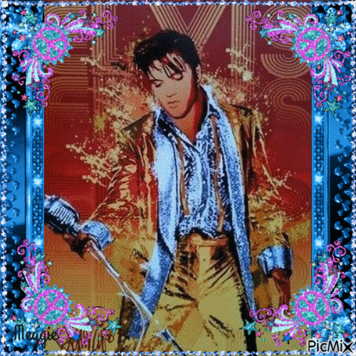 portrait of Elvis Presley - Бесплатный анимированный гифка