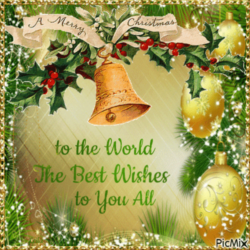 Merry Christmas to the World. The Best Wishes to You All - Безплатен анимиран GIF
