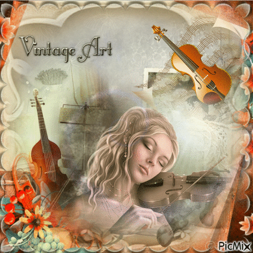 Violoniste vintage - GIF animé gratuit