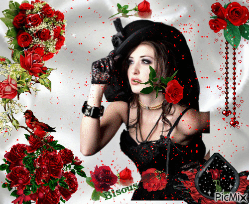 femme rouge noir - Δωρεάν κινούμενο GIF