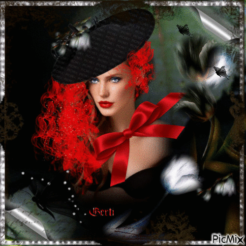 Femme in red hair - Gratis geanimeerde GIF