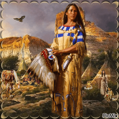 Native American Woman - Gratis animerad GIF