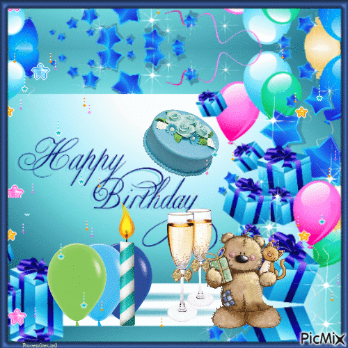 Happy Birthday for all in August - GIF animasi gratis