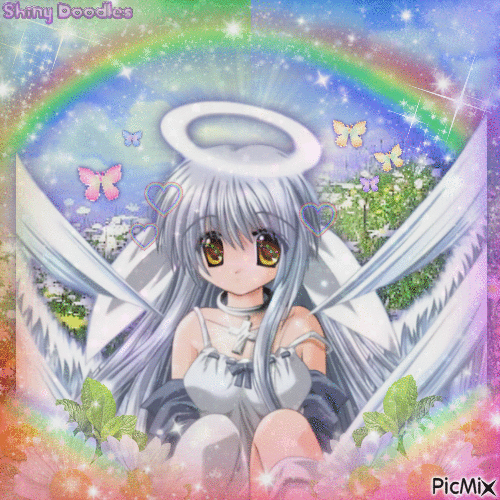 Rainbow Manga Angel ♥ - Gratis animerad GIF