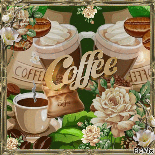 Tasse de café décorée - Бесплатный анимированный гифка