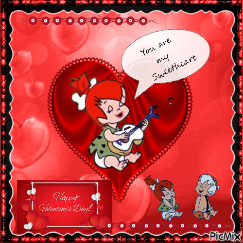 Pebbles Flintstone valentines - Бесплатный анимированный гифка