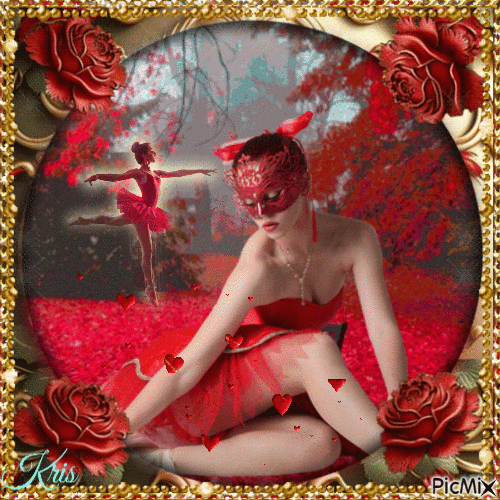 Ballet - Couleurs rouge, or et noir - 免费动画 GIF