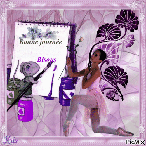 Mon carnet de notes - Fond violet - Бесплатный анимированный гифка
