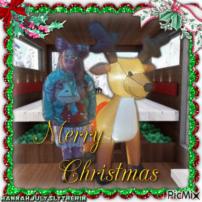 {{Merry Christmas with Me & a Reindeer}} - GIF animé gratuit