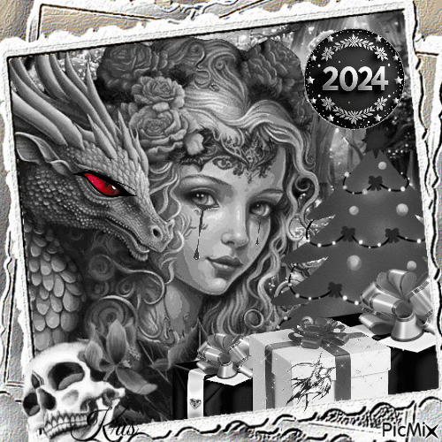 L'année du dragon en style gothique - 無料のアニメーション GIF