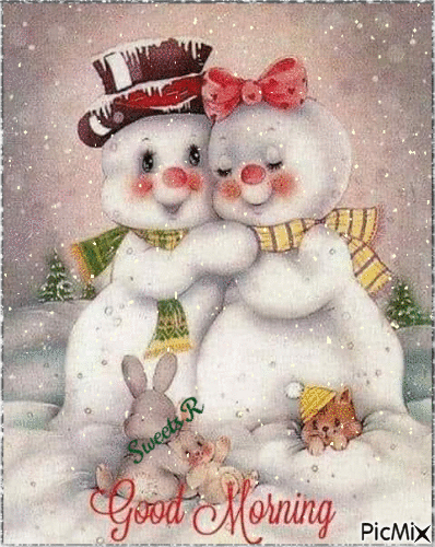 Snow Couple Good Morning - Ingyenes animált GIF