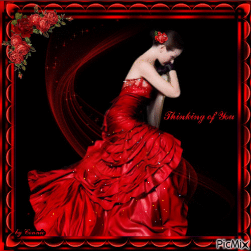 Lady in Red Thinking of You Joyful226/Connie - Gratis geanimeerde GIF