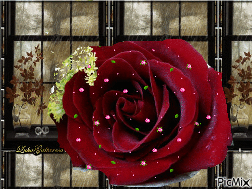 Lágrimas de uma rosa. - GIF animado grátis