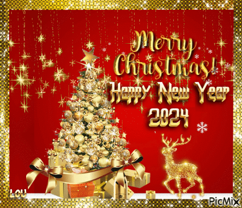 MERRY CHRISTMAS-HAPPY 2024 - Бесплатни анимирани ГИФ
