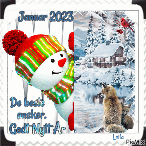 January 2023. Best wishes. Happy New Year - GIF animate gratis