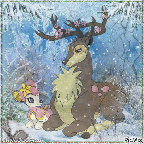 Deerling and Sawsbuck Winter Theme - GIF animé gratuit